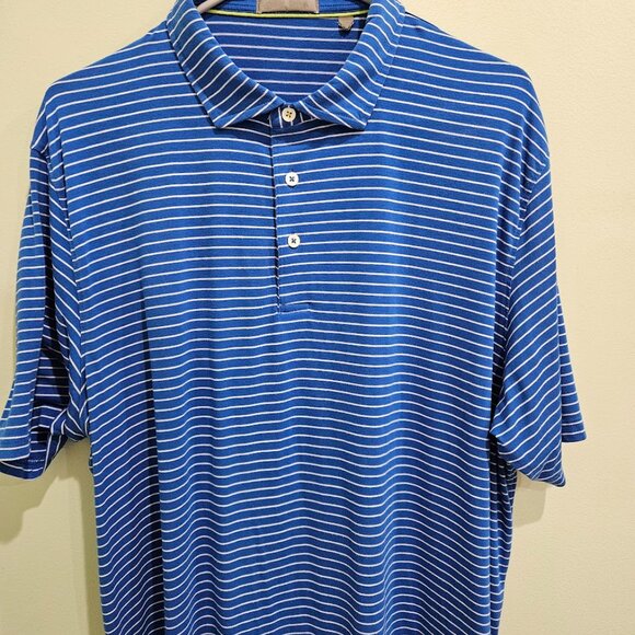 tasc Performance Cloud Polo Men' s XL – Galactic Blue Heather | Brookline Stripe - Picture 2 of 3